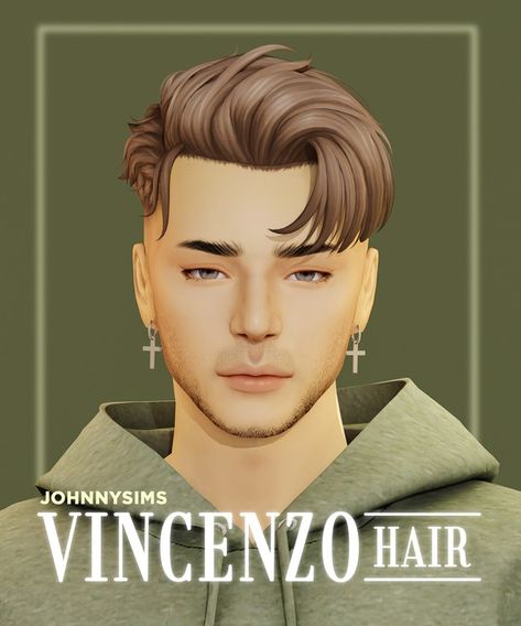 Vincenzo Hair | Patreon Mullet Side Part, Male Hair Ideas, Sims 4 Male, Sims 4 Hair Male, Pelo Sims, Male Hair, Sims 4 Teen, Sims Four, Sims Hair