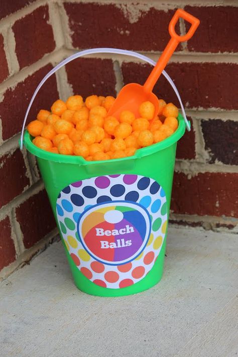 Beach Snacks.  Beach Party Snacks.  Utz Cheese Balls.  Beach Balls.  Food Art. End Of The Year School Party. Beach Party Snacks, Pool Party Ideas, Pool Party Food, Beach Snacks, Pool Party Kids, Beach Birthday Party, Beach Balls, Swim Party, Pool Birthday