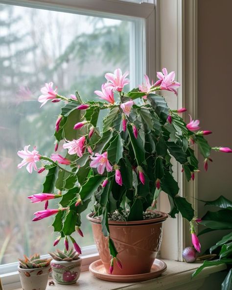 Follow these steps to trigger your Christmas Cactus to bloom Christmas Cactus Flower, Edible Landscape, Characters Aesthetic, Low Light Plants, Edible Landscaping, Christmas Cactus, Blooming Plants, Flower Display, Cactus Flower