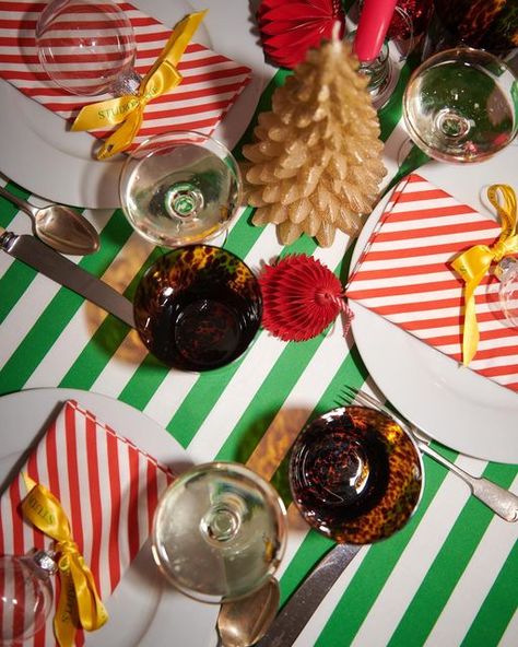 ATELIER RAFF on Instagram: "It’s beginning to look a lot like Christmas. S H O P T H E L O O K N O W 📸 @tarajunorowse" Striped Tablecloth, Red Napkins, Housewarming Present, The Ultimate Gift, Unique Christmas Gifts, Green Stripes, Candy Cane, Wedding Gift, House Warming