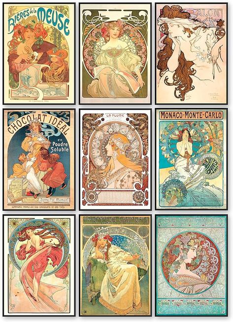 Amazon.com: 97 Decor Alphonse Mucha Art Print - Art Nouveau Decor, Alfons Mucha Poster, Art Deco Wall Art, Vintage French Nouveau Advertisement Painting, Fine Art Posters for Bedroom Decorations (7x10 UNFRAMED) : CDs & Vinyl Art Nouveau Alphonse Mucha, Art Nouveau Poster Design, Mucha Poster, French Nouveau, Posters For Bedroom, Art Nouveau Mucha, Poster Art Deco, Illustration Art Nouveau, Illustration Kunst