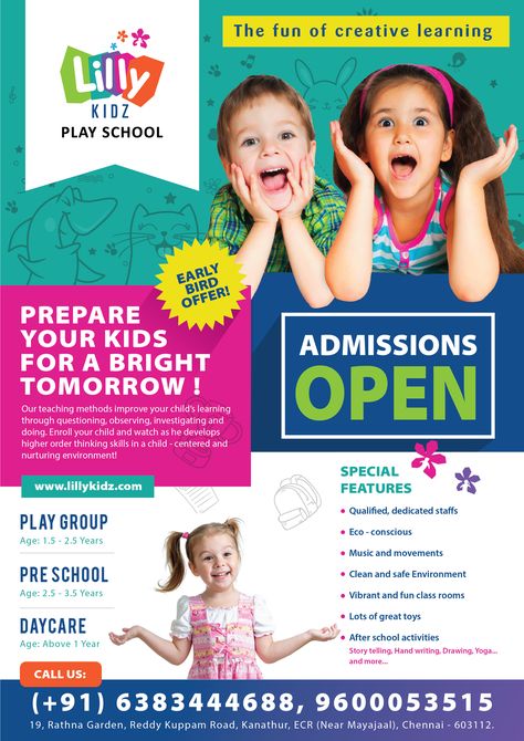 Preschool Admission Open Poster, Enrollment Poster, School Ads, Preschool Logo, School Exhibition, School Advertising, Kids Banner, School Brochure, Admissions Poster