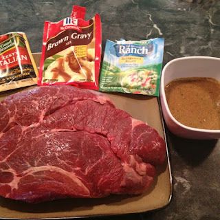 lots of 5 star reviews!  THIS IS THE RECIPE for: Easiest and most amazing roast ever. Combine the ranch, italian dressing and brown gravy packets with a 1/2 cup of water and pour over roast in a crock pot Brown Gravy Packet, Pot Roast Beef, Easy Pot Roast, Gravy Packet, Mix Drinks, Kitchen Ingredients, Slow Cooker Roast, Crockpot Roast, Pot Roast Slow Cooker