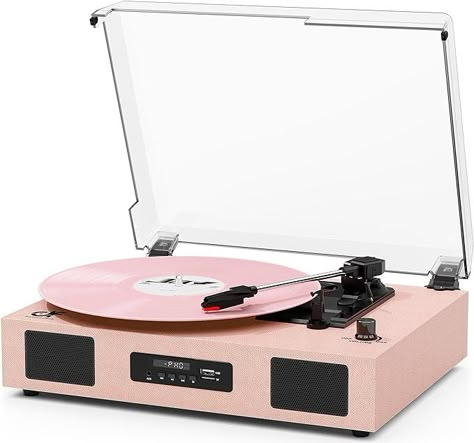 Amazon.com: Vinyl Record Player Vintage Wireless Bluetooth Record Player with Enhanced Speakers, USB Recording, LP Player with 3-Speed Belt Drive Turntable Support RCA Line-Out AUX Input EQ,Pink : Electronics Pink Record Player, Pink Electronics, Record Player Vintage, Lp Player, Pink Record, Portable Heating Pad, Bluetooth Record Player, Propane Patio Heater, Thirteenth Birthday