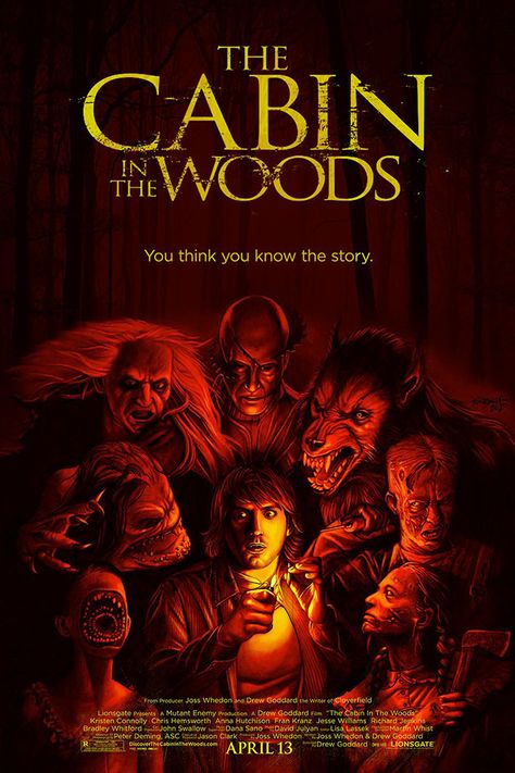 The Cabin in the Woods (2011) [700 x 1050] Cabin In The Woods Movie, Into The Woods Movie, The Cabin In The Woods, Alternative Posters, Remote Cabin, Classic Horror Movies Posters, Carla Diaz, Horror Movie Icons, Horror Artwork