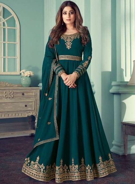 Floor Touch Dresses | Omzara Party Wear Anarkali, Anarkali Frock, Georgette Anarkali Suits, Floor Length Anarkali, Georgette Anarkali, Long Anarkali, Abaya Style, Designer Anarkali, Anarkali Gown