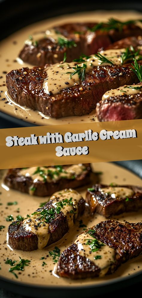 Craving a gourmet experience at home? Dive into this Steak with Garlic Cream Sauce recipe, designed for food-loving women in the USA. Savor the perfectly seared steak doused in a rich, velvety garlic cream that elevates every bite to pure culinary bliss. Easy to cook yet sophisticated, this dish is perfect for a cozy dinner night or when you want to impress with minimal effort. Treat yourself to a meal that blends convenience with elegance, and experience steak night like never before! Easy Healthy Dinner Steak, Perfect Steak Dinner, Holiday Steak Dinner, Fancy Meals At Home, Fillet Steak Dinner Ideas, Fancy Steak Dinner, Fancy Dinner At Home, Garlic Cream Sauce Recipe, Steak Dinner Ideas