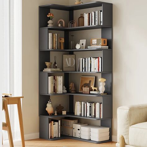 Book Shelves Living Room, Mid Century Book Shelf, Luxury Bookcase, Bookshelf Bedroom, Wood Corner Shelves, Space Saving Shelves, Metal Shelving, Nordic Furniture, Bookshelf Storage