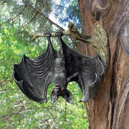 I love this  Demon of the Night Vampire Bat Statue four our tree in the front yard! #affiliate Spooky Music, Bat Flower, Uhyggelig Halloween, Night Of The Demons, Hanging Bat, Bat Wall, The Creeper, Witch Garden, Vampire Bat