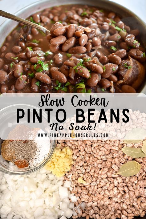 Slow Cooker Pinto Beans Crock Pot Beans Slow Cooker, Bbq Pinto Beans Recipe, Crock Pot Sides, Pinto Beans In The Crock Pot, Side Dishes Crock Pot, Crock Pot Side Dishes, Side Dishes Slow Cooker, Crockpot Pinto Beans Recipe, Sides For A Crowd