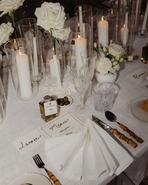 Disilvestro Napolitano 6.7.25 • Instagram Backyard Dinner, Backyard Dinner Party, Elegant Modern Wedding, White Wedding Theme, Table Inspiration, Wedding Mood Board, Wedding Mood, Wedding Signage, Here Comes The Bride