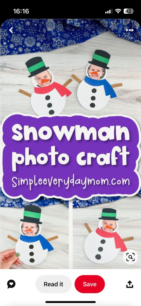 Snowman Photo, Photo Bb, Frozen Crafts, Snowmen Activities, Fun Winter Crafts, Snowman Photos, Printable Snowman, Kids Craft Supplies, Winter Activities For Kids