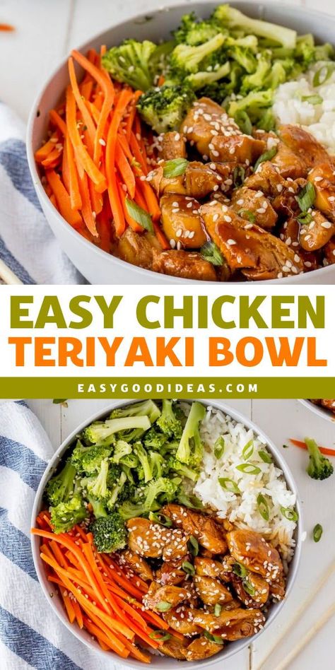 Looking for more chicken dishes to make at home? You have to try this Easy Chicken Teriyaki Bowl! It's the best chicken recipe to make ahead and perfect for busy weeknights. Save this pin for later! Easy Chicken Teriyaki Bowl, Easy Dinner Ideas For Beginners, Teriyaki Chicken Recipes For Dinner, Chicken Teriyaki Recipe Easy, Teriyaki Chicken Meal, Teriyaki Chicken Bowl Recipe, Easy Chicken Teriyaki, Best Chicken Recipe, Beginners Recipes