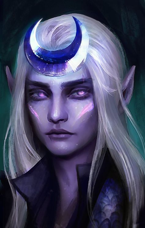 Pillars Of Eternity Portrait, Dnd Moon Elf, Moon Godlike, Moon Elf Male, Astral Elf Dnd, Astral Elf, Moon Elves, Pale Elf, Moon Elf