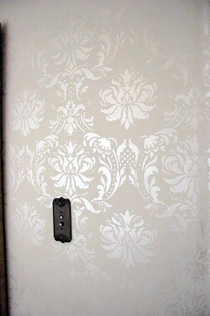 Off white walls with gold stencil Glam Nursery, Wallpaper Accent Wall, Stenciling, Stencils Wall, Accent Walls, Wall Treatments, Wall Paint, Of Wallpaper, Home Projects