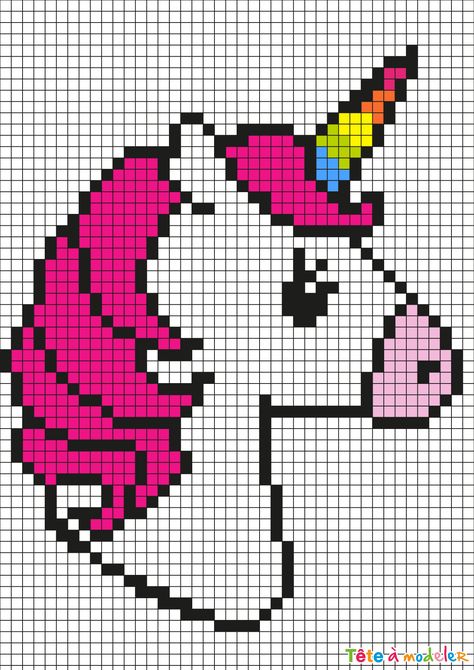 Grille Pixel Art, Unicorn Cross Stitch Pattern, Modele Pixel Art, Art Pokemon, Graph Paper Drawings, Graph Crochet, Easy Pixel Art, Pixel Crochet, Crochet Wall Hangings