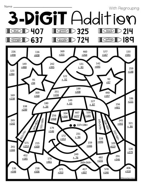 triple digit addition coloring worksheets here you can find more pictures for coloring and addition Halloween Multiplication Worksheets, Three Digit Addition, Homework Board, Addition Coloring Worksheet, Coloring Worksheets For Kindergarten, Halloween Math Worksheets, Fun Math Worksheets, Math Coloring Worksheets, Math Addition Worksheets