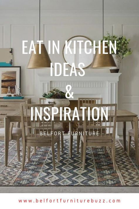 Eat in kitchen dining spaces are perfect for smaller spaces, apartment dining solutions or just simply creating a more cozy place to gather with family. Get ideas and inspiration for your eat in kitchen with these stunning dining furniture pieces that are great for smaller settings. #kitchenideas #kitchendining #eatinkitchen #diningroom Eating Area Off Kitchen Modern, Eat In Kitchen Decor Ideas, Eat In Kitchen Ideas Layout, Kitchen Table And Chairs Ideas, Kitchen Eating Area Ideas, Eat In Kitchen Design, Small Eat In Kitchen Ideas, Eating Area Off Kitchen, Eat In Kitchen Ideas