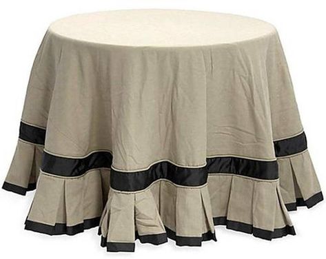 Skirted Table, Table Skirts, Table Skirt, Mantel Redondo, Custom Drapes, Table Cloths, How To Make Ribbon, European Linens, Box Pleats