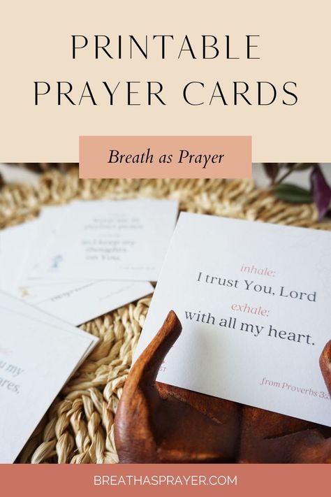 printable prayer cards are shown. inhale: I trust you, Lord. Exhale: with all my heart. Breath Prayers, Prayer Cards Printable, Pocket Prayer, Printable Prayers, Womens Retreat, House Studio, I Trusted You, Faith Prayer, Prayer Cards