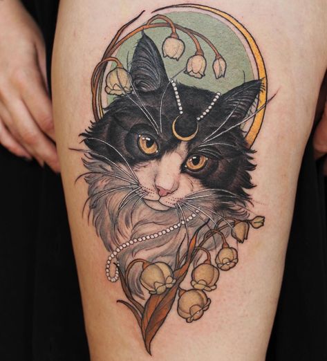 Thank you to Mikaela for trusting me to do this memorial piece for your lovely cat, having lost my sweet boy this year too I know how… Neo Traditional Cat Portrait, Neo Trad Cat Tattoo, Neotrad Cat Tattoo, Black Cat Portrait Tattoo, Animal Portrait Tattoos, Neo Traditional Cat Tattoo, Neotraditional Cat Tattoo, Neo Traditional Cat, Tattoo Gato