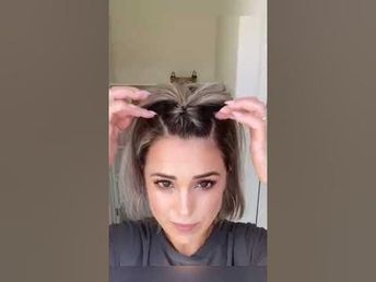 Short Hair Dues Easy, Top Bun Short Hair Half Up, Cute Way To Style Short Hair, Some Up Some Down Hairstyles Short Hair, Short Hair Bangs Style Ideas, Cute Short Hair Tutorials, Double Ponytail Short Hair, Short Hair Styles Plaits, Top Braid Hairstyles Half Up Short Hair