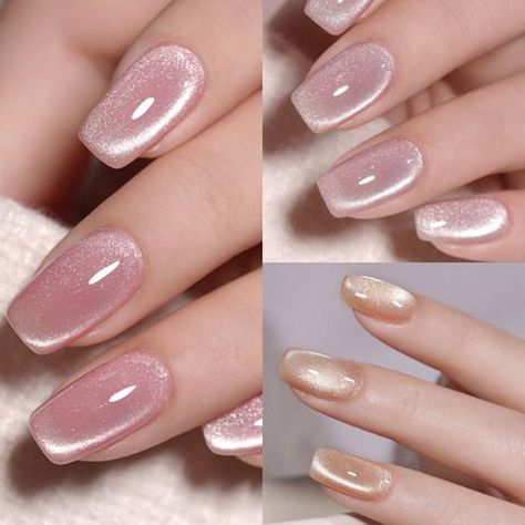 Nails With Foil, Elegant Touch Nails, Magnetic Polish, Cover Nails, Acrylic Press On Nails, Simple Gel Nails, Bride Nails, Foil Nails, Gel Nail Designs