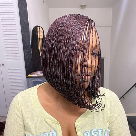 Micro Braid Bob, Braid Bob, Micro Braids Styles, Braids Bob, Braids Styles, Bob Braids, Lace Gown Styles, Heat Styling, Gown Styles