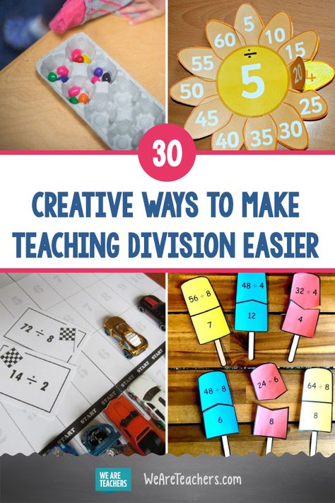 30 Creative Ways to Make Teaching Division Easier. Teaching division can be a real challenge. Find the best division activities to help every type of learner master this important math skill. #activities #activitiesforkids #division #math #teachingmath #fourthgrade #fifthgrade Long Division Activities, Division For Kids, Teaching Division, Math Meeting, Division Activities, Grade Three, Division Games, Multiplication Activities, Math Division