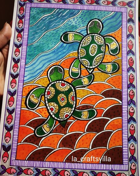 Subscribe my channel for video tutorial Gauche Painting, Painting Step By Step, India Painting, Colour Painting, Madhubani Art, Painting For Beginners, Madhubani Painting, Book Marks, Fashion Designing