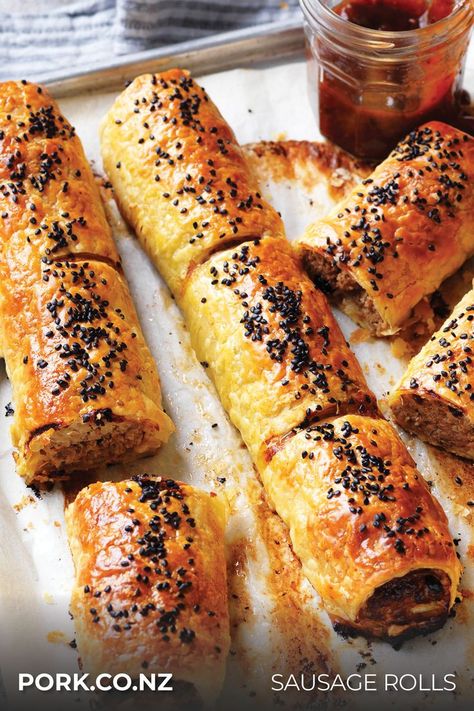 Add these to the kids lunch box or just enjoy as a tasty snack - sausage rolls are hard to beat! Sausage Spring Rolls, Choc Cake, Sausage Rolls, Christmas Menu, Food Inspo, I Want To Eat, Spring Rolls, Kids Lunch, Yummy Snacks