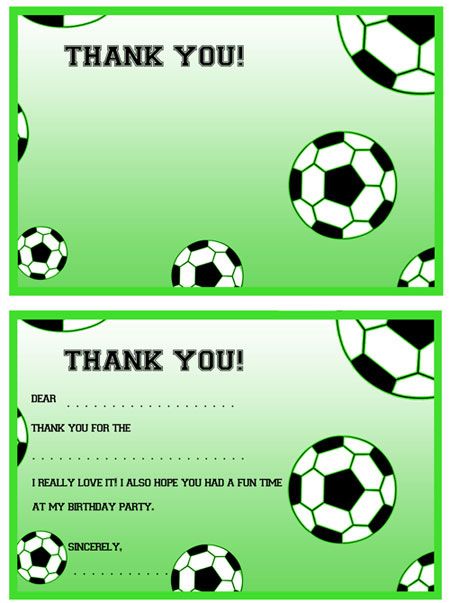 Printable Soccer Thank You Notes Soccer Printables, Model Comp Card, Green Gradient Background, Cupcake Toppers Free, Free Printable Birthday Invitations, Soccer Birthday, Soccer Party, Green Gradient, Football Birthday