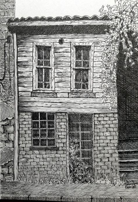 The Old Shack - ink drawing on Behance Old Shack, Cottage Drawing, Scribble Drawings, Unique Alphabet, Fountain Pen Drawing, Landscape Pencil Drawings, Kevin Lee, Black Ink Art, Artsy Background