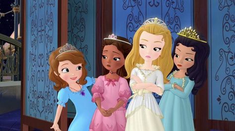 Princess Sofia, Princess Clio, Princess Amber, Princess Hildegarde - The Big Sleepover Big Sleepover, Princes Sofia, Sofia The First Characters, Princesa Sophia, Disney Princess Sofia, Princess Sofia The First, Christian Jokes, Christian Quotes God, Party Music