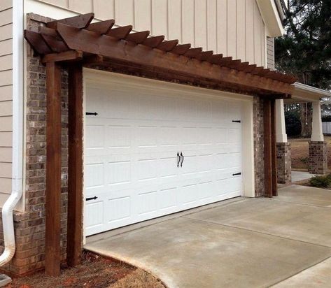 Pergola Over Garage, Simple Pergola, Pergola Garage Door, Pergola Decorations, Pergola Shade Cover, Door Design Ideas, Rustic Pergola, Garage Pergola, Garage Workbench