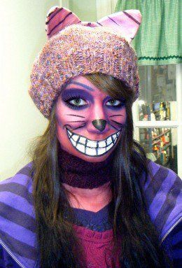 Cheshire Cat Face Paint, Cat Costume Makeup, Cat Face Paint, Cheshire Cat Makeup, Cat Mouth, Kitty Face Paint, Cheshire Cat Costume, Cheap Halloween Costumes, Makeup Hacks Tutorials