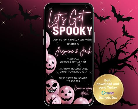 Digital Let's Get Spooky Invitation - Spooky Halloween Party Invitation - Instant Download - Editable Template - Instant Download Kids Halloween Parties, Friends Invitation, Halloween Friends, Spooky Halloween Party, Halloween Invitation, Halloween Party Invitation, Halloween Party Invitations, Halloween Digital, Halloween Invitations