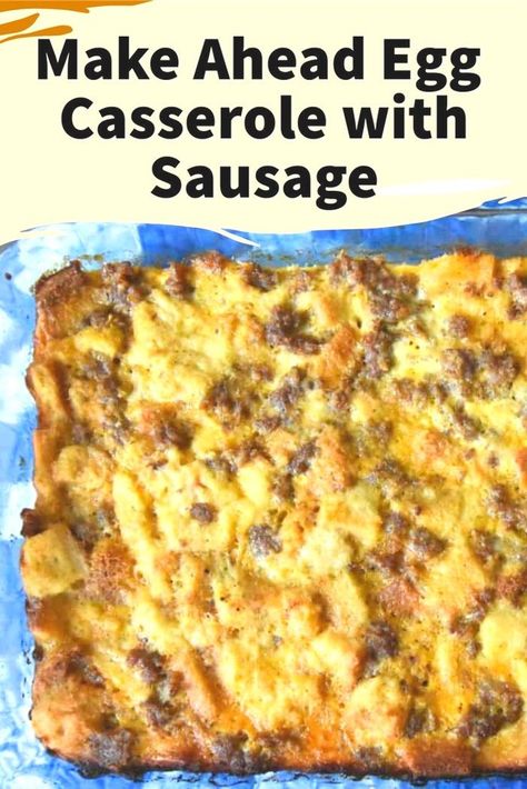 Simplify your morning routine with this delicious Make Ahead Egg Casserole with Sausage. Prepare it the night before and enjoy a stress-free, hearty breakfast! Make Ahead Egg Casserole, Overnight Egg Casserole, Sausage Egg Bake, Casserole With Sausage, Breakfast Casserole With Bread, Overnight Breakfast Recipes, Garlic Croutons, Make Ahead Breakfast Casserole, Breakfast Egg Casserole