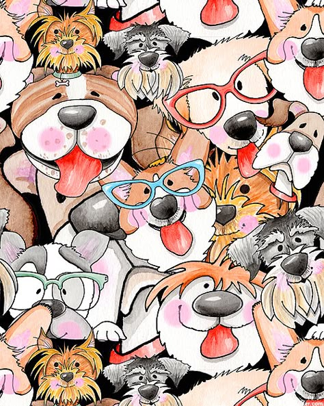 Dog Wallpaper Drawing, Dog Wallpapers Cartoon, Cartoon Dogs Wallpaper, Dogs Illustration Wallpaper, Dog Painting Pop Art, Dog Illustration Art, Dog Fabric Print, Cheetah Print Wallpaper, Dog Scrapbook