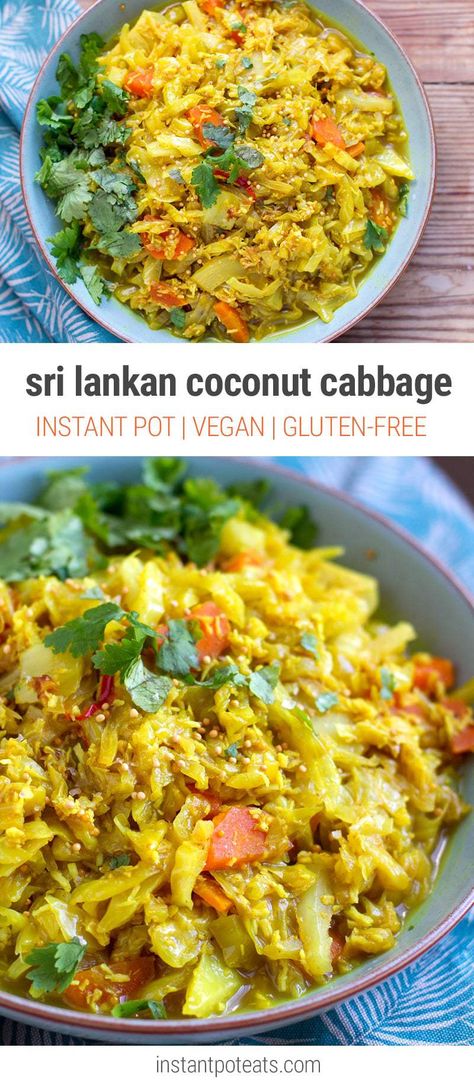 Sri Lankan Coconut Cabbage | Instant Pot Pressure Cooker Recipe Cabbage Instant Pot, Coconut Cabbage, Vegetarische Diners, Instant Pot Cabbage, Instant Pot Vegan, Dal Makhani, Pressure Cooker Recipe, Cabbage Recipes, Instapot Recipes