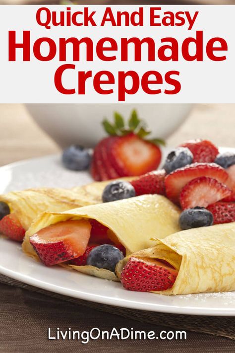 Homemade Crepes Recipe, Homemade Crepes, Easy Crepe Recipe, Crepes Recipe, Crepe Recipe, Sweet Crepes, How To Make Crepe, French Crepes, Pudding Mousse