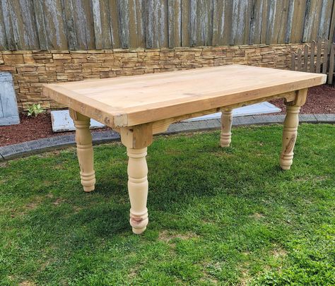 This listing is for an unfinished reclaimed Pine Barn wood Farm Style table with your choice of legs with an extra thick look. Please message us for sizes available  Photos are example photos only not the actual piece you will be receiving We only use a third-party independent shipper the item will be blanketed wrapped we do not ship on a pallet. Shipping will vary from 2 to 10 weeks depending on the shipper's route and location being delivered.  The shipper will only deliver the item to your fr Barnwood Dining Table, Farm Style Table, Dine Table, Farmhouse Vanity, Rustic Vanity, Pine Dining Table, Barnwood Furniture, Dining Table Rustic, Entry Tables