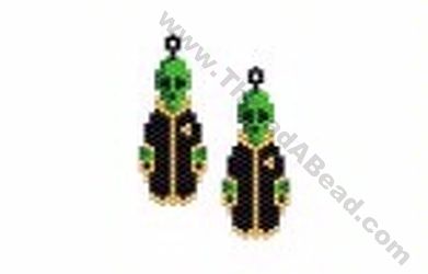 Alien Earring Bead Pattern By ThreadABead Stitch Alien, Seed Bead Patterns, Bead Pattern, Bead Kits, Aerosmith, Delica Beads, Bead Patterns, Brick Stitch, Seed Bead