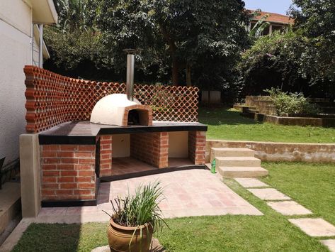 Corner Pizza Oven Outdoor Area, Outdoor Built In Pizza Oven, Cinder Block Pizza Oven, Corner Pizza Oven Outdoor, Bbq And Pizza Oven Ideas, Corner Pizza Oven, Outdoor Pizza Oven And Bbq, Mcm Garden, Garden Oven