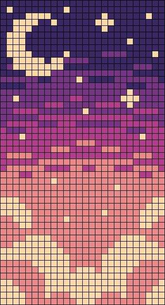 Alpha pattern #156771 | BraceletBook Crochet Blanket Patterns Pixel, 8 Bit Space Pixel Art, Cross Stitch Sky, Pixel Gradient Patterns, Alpha Pattern Blanket, Night Sky Crochet, 16x16 Pixel Art Grid, Celestial Alpha Pattern, Large Crochet Tapestry