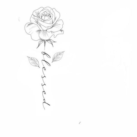 Blessed Rose Tattoo Design, Rose Tattoo With Quote, Fineline Rose Tattoo, Tattoos Simplistic, Tattoos Spine, Resume Cv Design, Cross Tattoos For Women, Cute Hand Tattoos, Minimalist Resume