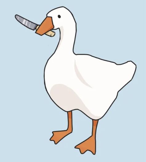 Duck Ghost Drawing, Cartoon Goose Drawing, Goose With Knife Drawing, Funny Goose Drawing, Silly Goose Painting, Silly Duck Drawing, Duck Drawing Funny, Silly Goose Drawing, Cute Goose Drawing