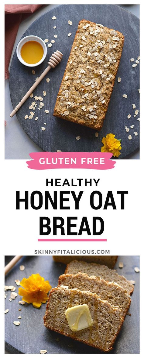 Gluten Free Honey Oat Bread made high fiber, high protein and lightly sweetened. This savory bread is low calorie and delicious! #honey #oat #bread #bran #highfiber #breadrecipes #oats #glutenfreerecipes Oatmeal Bread Recipes Gluten Free, Gluten Free High Fiber Recipes, Oatmeal Bread Gluten Free, High Protein Gluten Free Bread, Honey Oat Bread Recipe, High Fiber Bread, Oat Bran Bread, Oat Bread Recipe No Flour, Low Calorie Gluten Free Bread