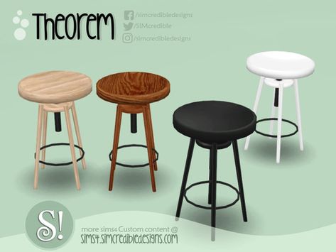 *It is NOT a bar stool. It is a chair and acts like a chair. Just higher than the usual ones*  Found in TSR Category 'Sims 4 Dining Chairs' Sims 4 Barstool, Sims 4 Bar Stool, Sims 4 Bar Stool Cc, Kitchen High Chairs, Camping Wallpaper, Round Bar Table, Cc Furniture, Study Chair, House Deco