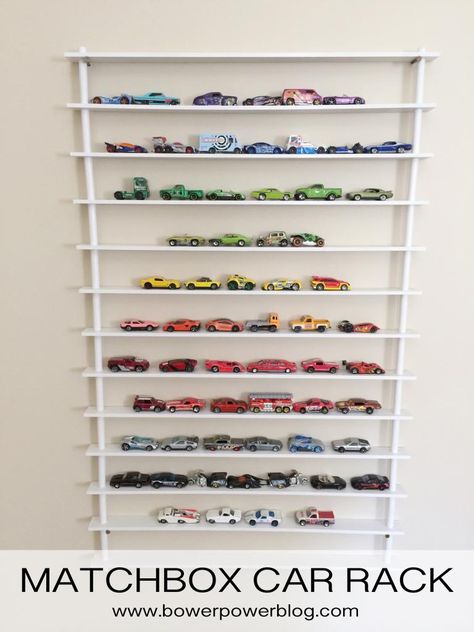 It’s Like A Rainbow Wall Garage! Matchbox Car Storage, Lego Storage Organization, Hot Wheels Wall, Hot Wheels Storage, Hot Wheels Display, Storage Kids Room, Lego Storage, Matchbox Cars, Toy Rooms